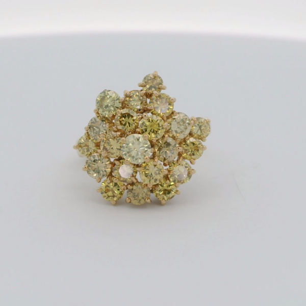 18k gouden ring met fancy geel gekleurd natuur diamanten - Afbeelding 2