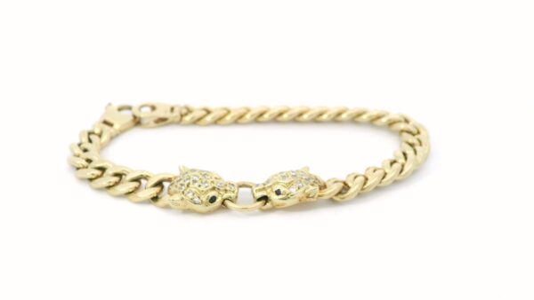 geelgouden panther armband bezet met diamant - Afbeelding 4