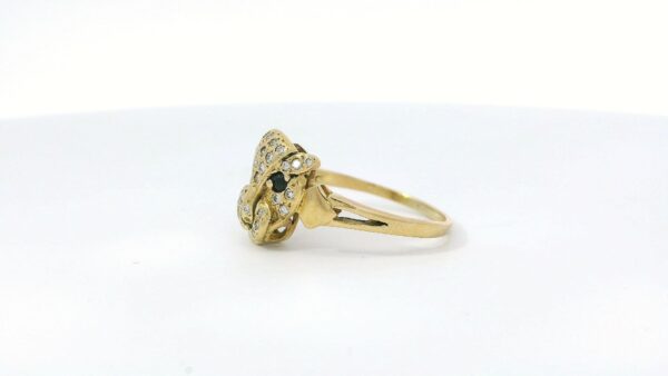 geelgouden panther ring bezet met diamant - Afbeelding 5