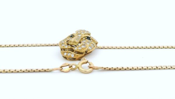 geelgouden panther ketting bezet met diamant - Afbeelding 2