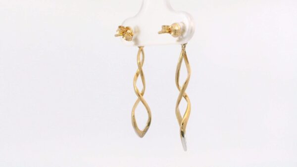 18k Bicolor gouden oorhangers bezet met diamant - Afbeelding 5